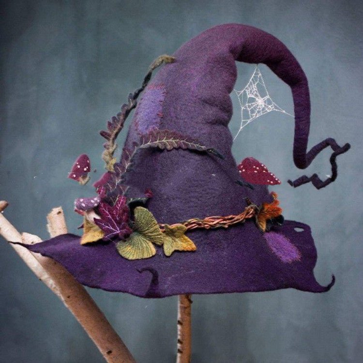Wool Felt Witch Hat – Halloween Costume & Cosplay Party Hat for Women - Vintgedrifter