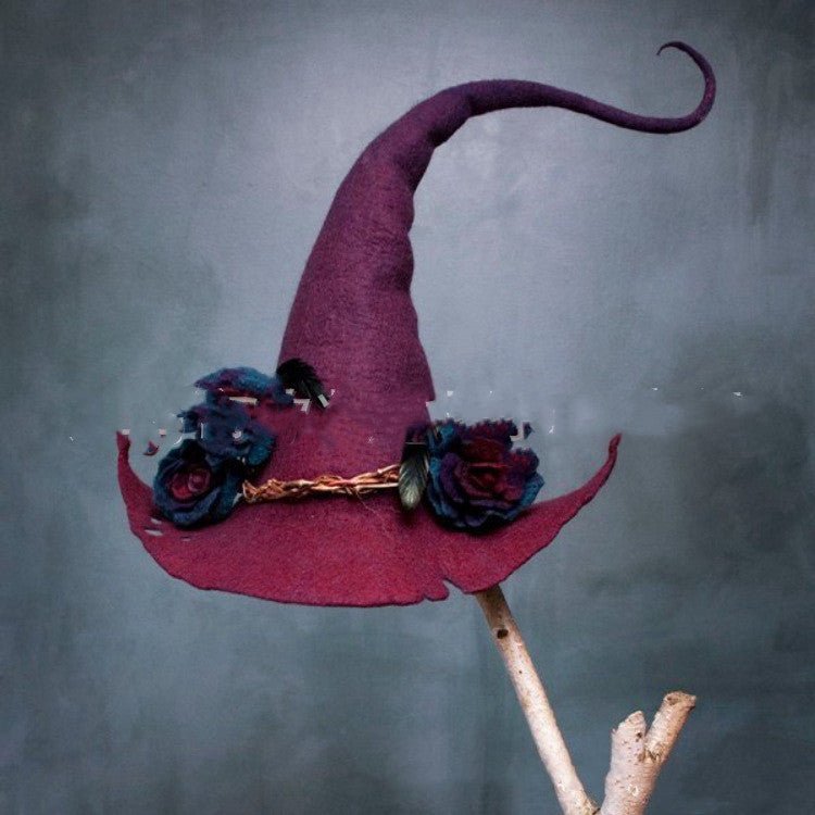Wool Felt Witch Hat – Halloween Costume & Cosplay Party Hat for Women - Vintgedrifter