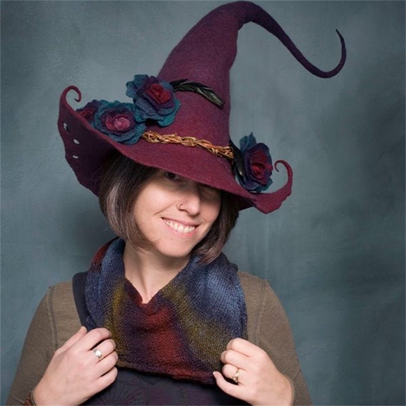 Wool Felt Witch Hat – Halloween Costume & Cosplay Party Hat for Women - Vintgedrifter
